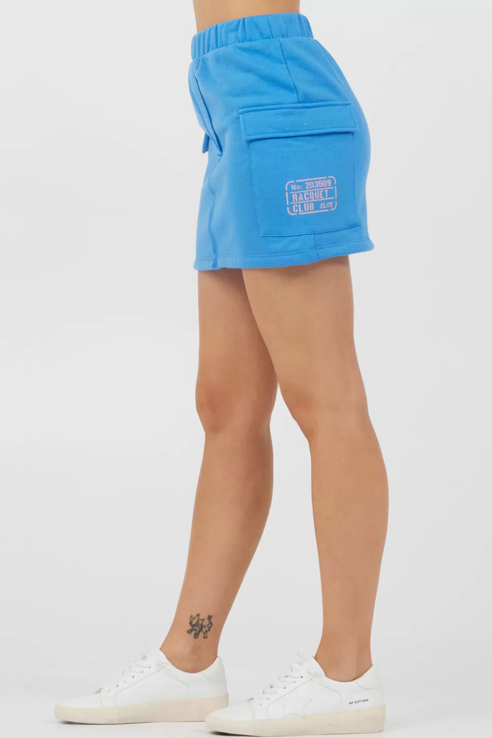 Vintage Havana Azure Blue Fleece Cargo Skirt W/ Print