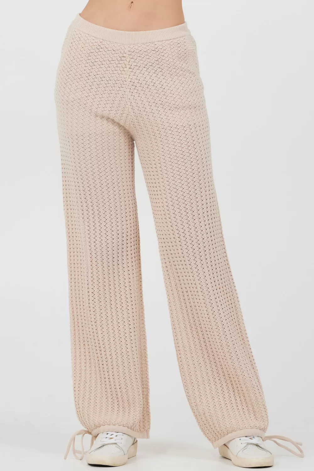 Vintage Havana Bali Beige Open Crochet Tie Pants