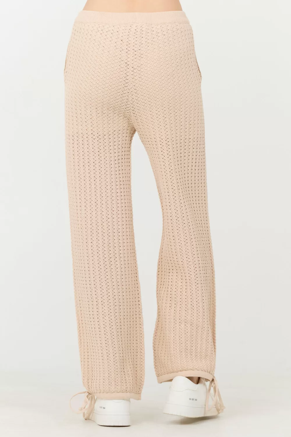 Vintage Havana Bali Beige Open Crochet Tie Pants