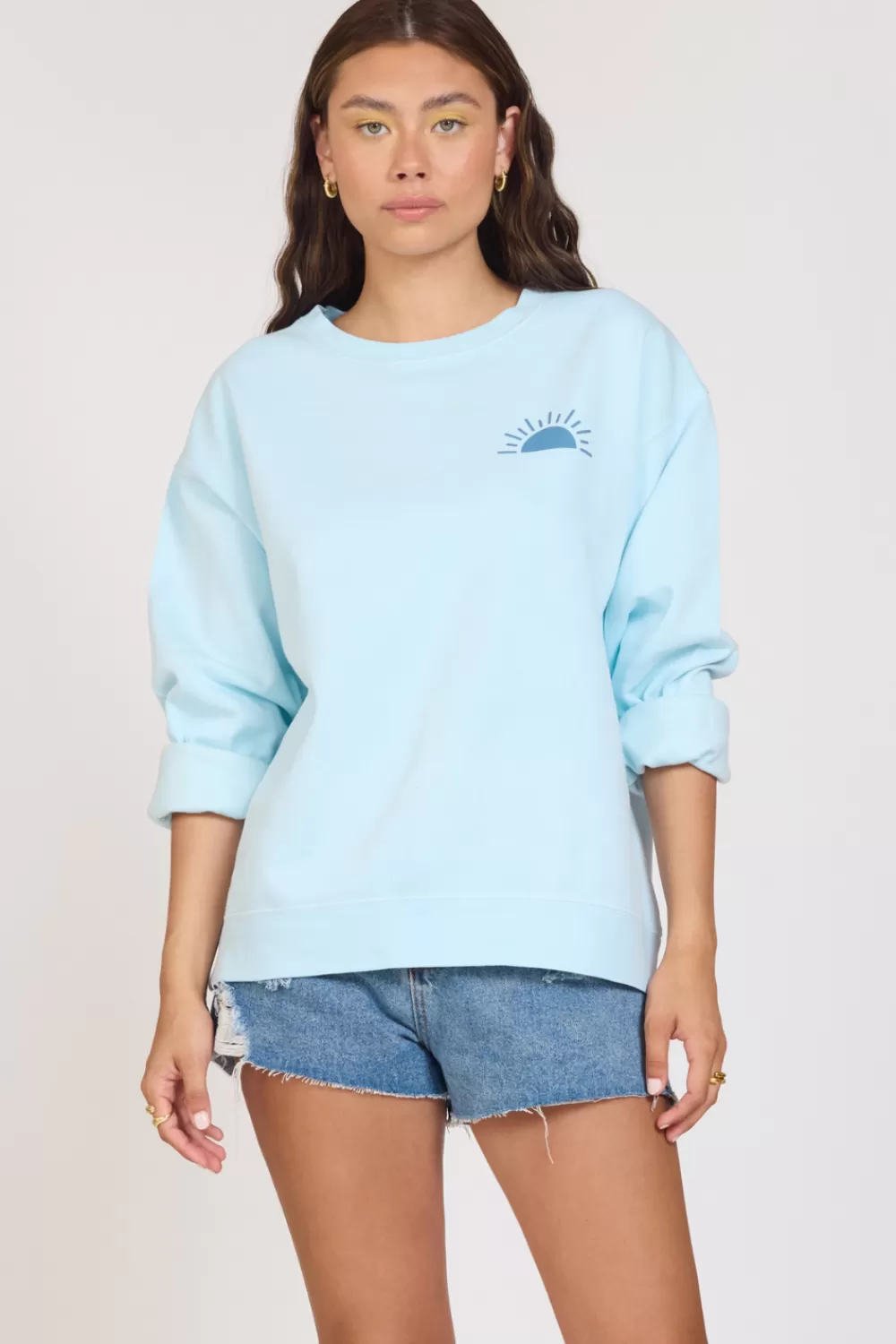 Vintage Havana Beach Days Sky Blue Pigment Dye Crew Tunic