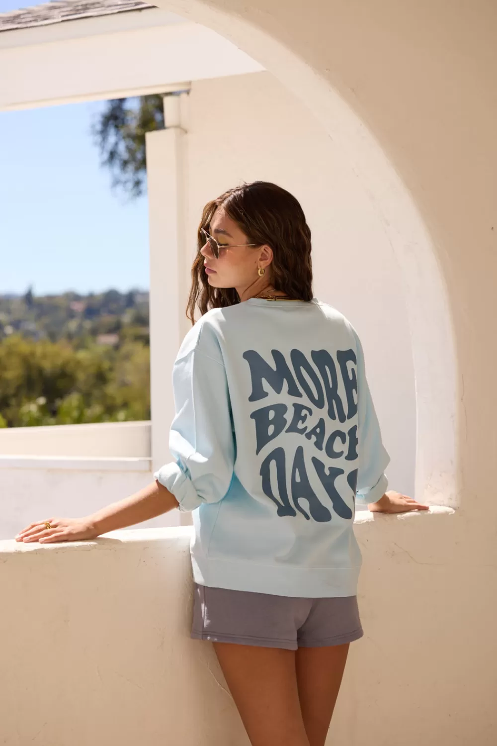 Vintage Havana Beach Days Sky Blue Pigment Dye Crew Tunic