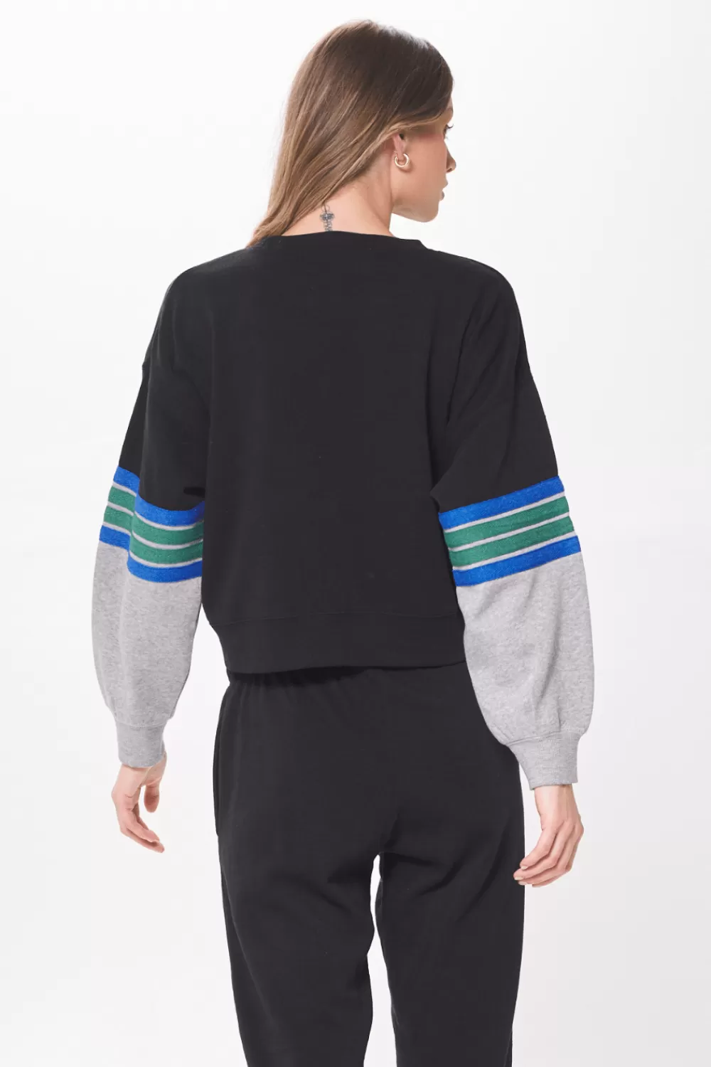 Vintage Havana Black & Grey Fleece Crewneck W/ Twill Tape