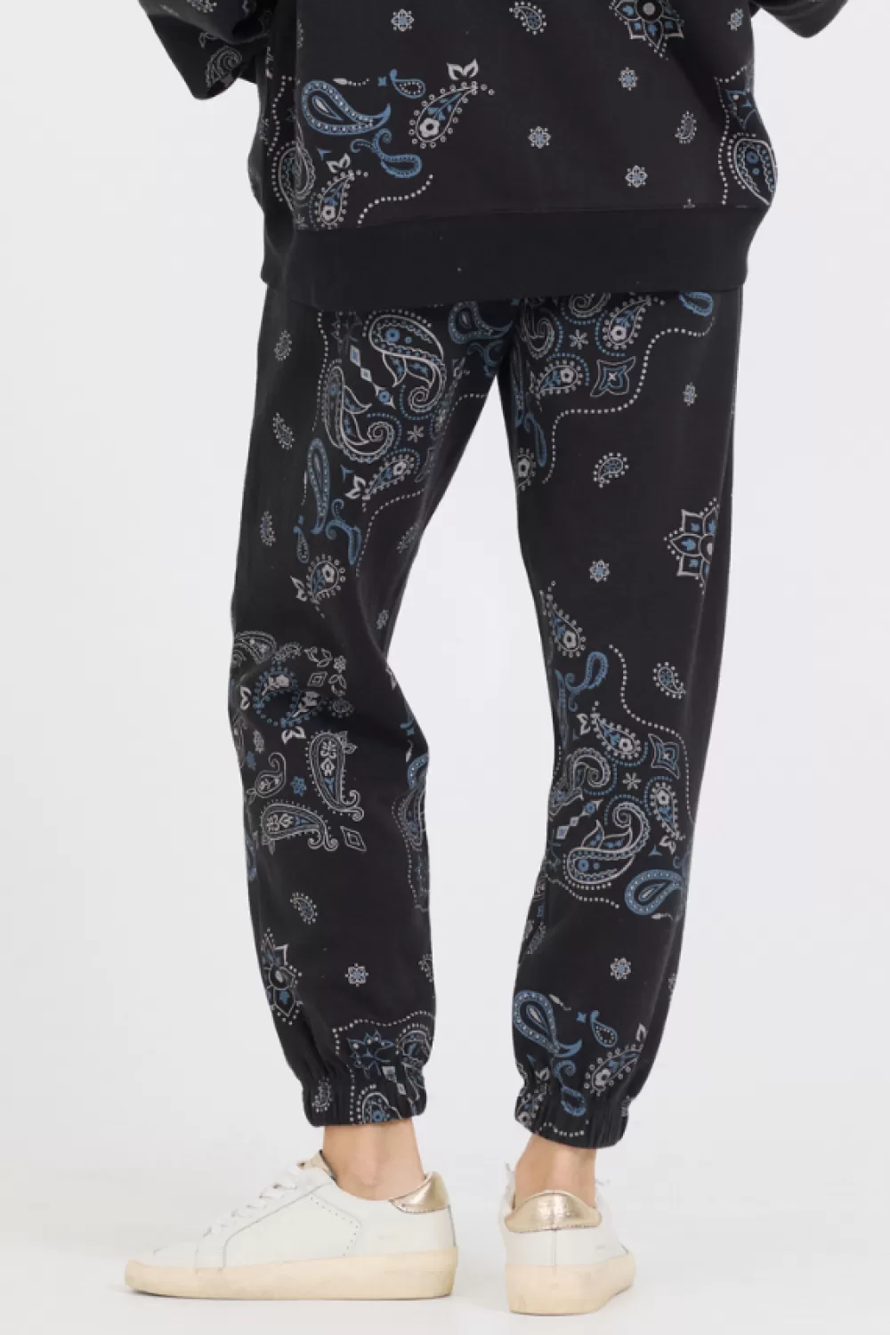 Vintage Havana Black Bandana Printed Fleece Jogger
