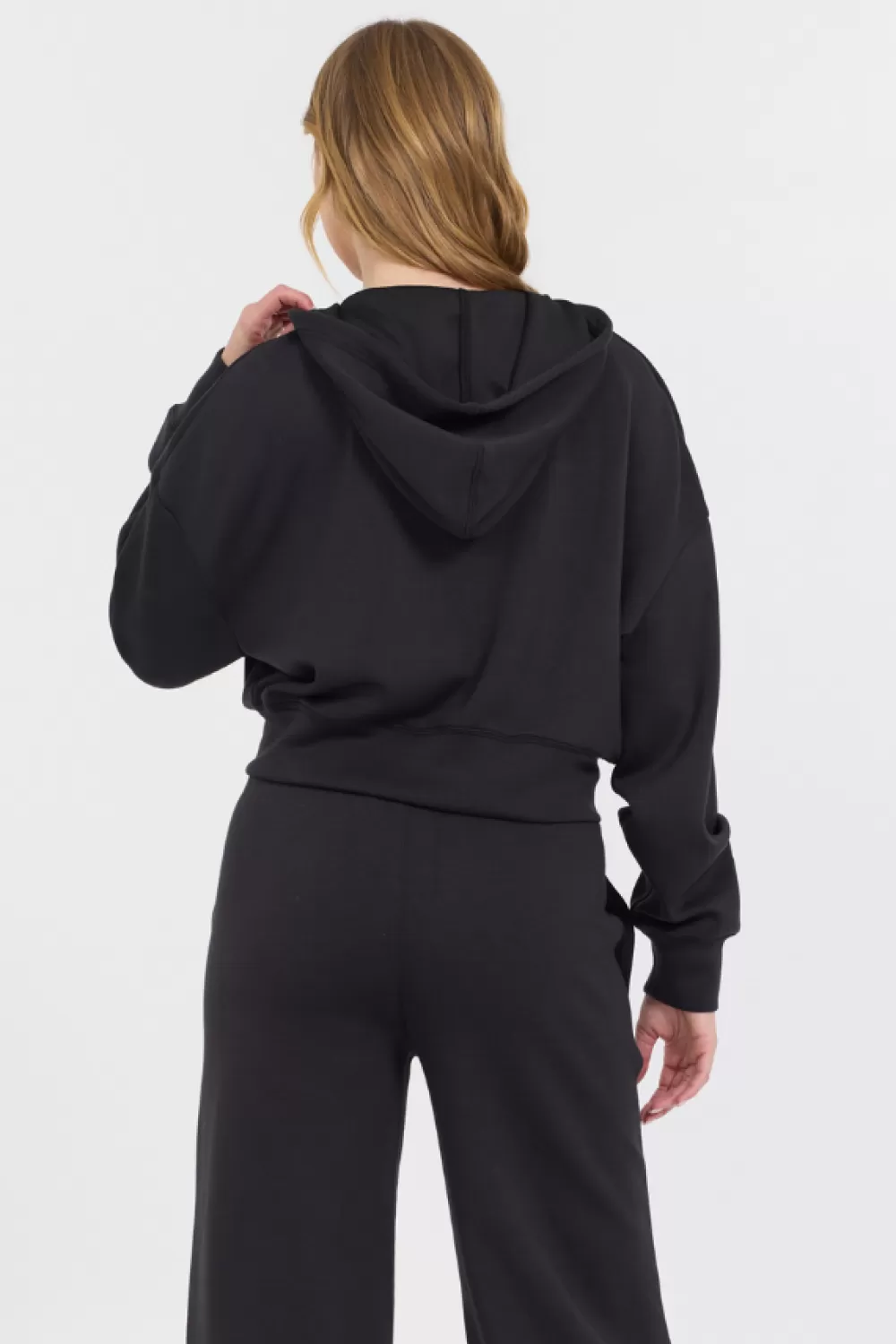 Vintage Havana Black Cloud Fleece Crop Zip Up