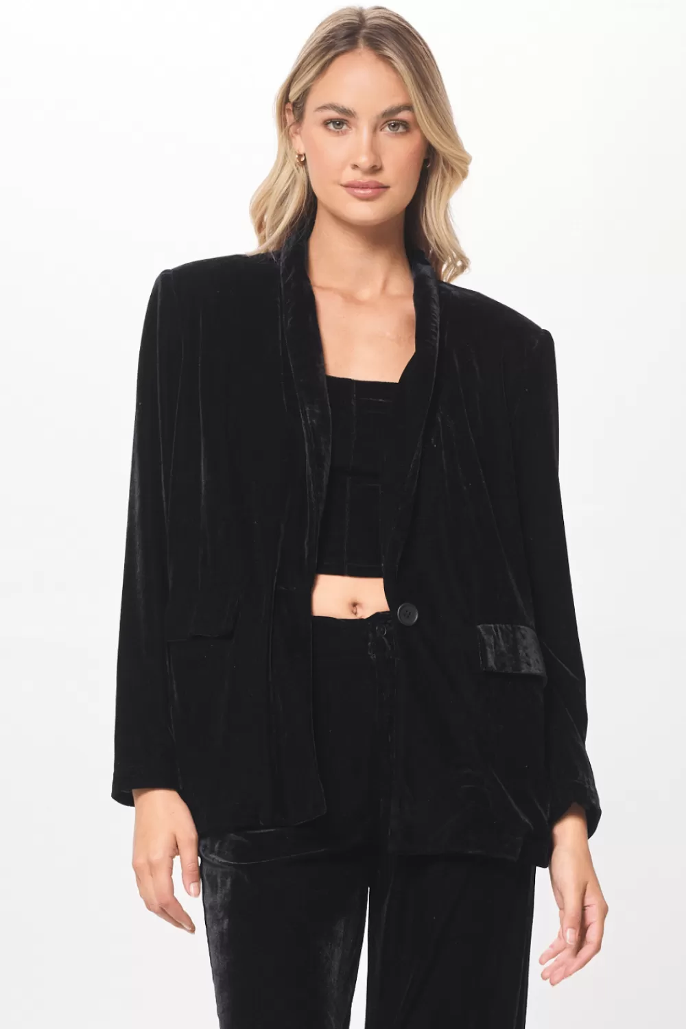 Vintage Havana Black Oversized Velvet Blazer