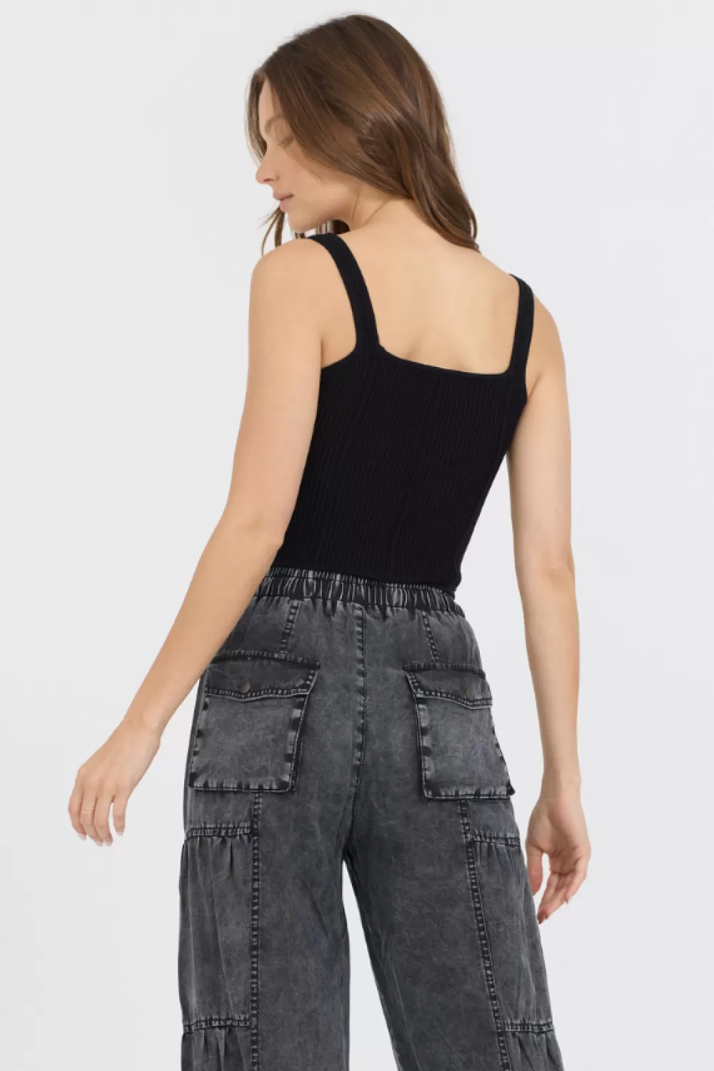 Vintage Havana Black Rib Knit Corset Top