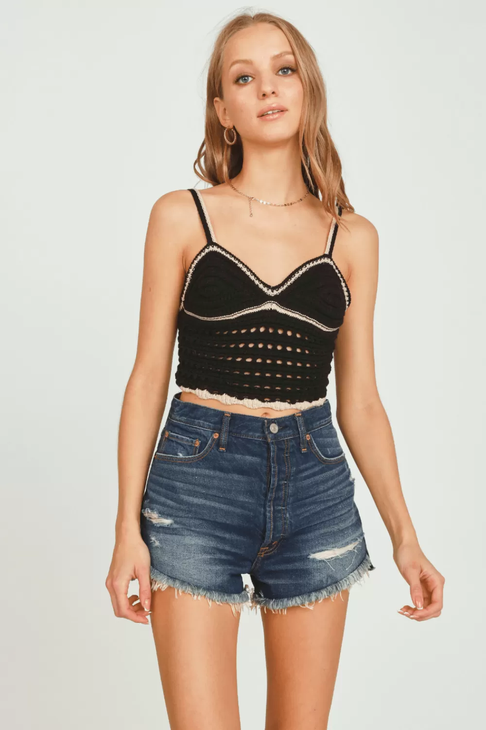 Vintage Havana Black Sweater Crochet Tank