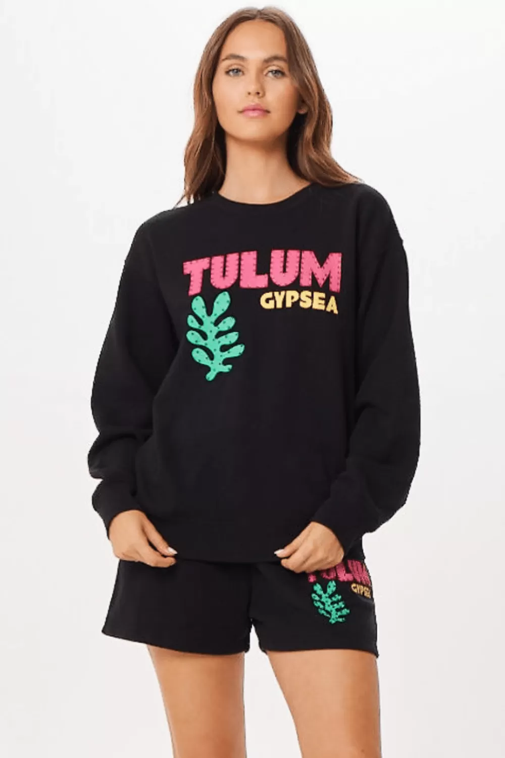 Vintage Havana Black Tulum Jet Setter Surf Wash Crewneck