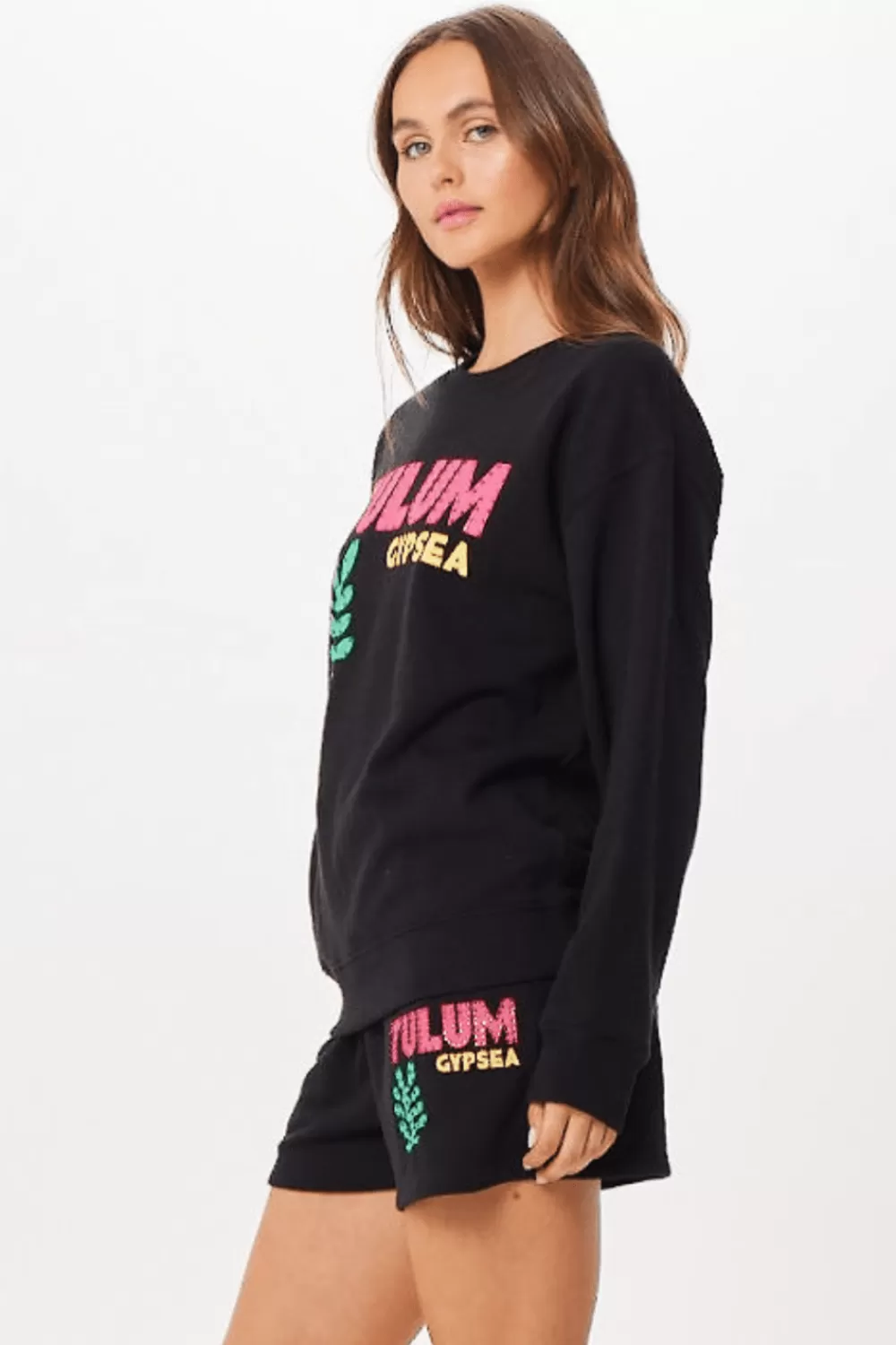 Vintage Havana Black Tulum Jet Setter Surf Wash Crewneck