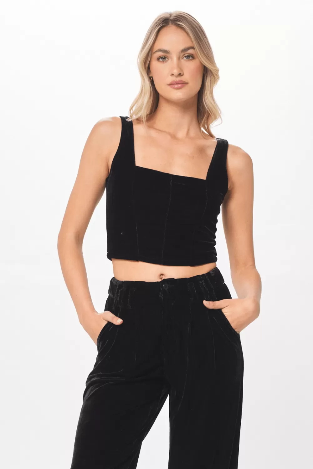 Vintage Havana Black Velvet Corset Top