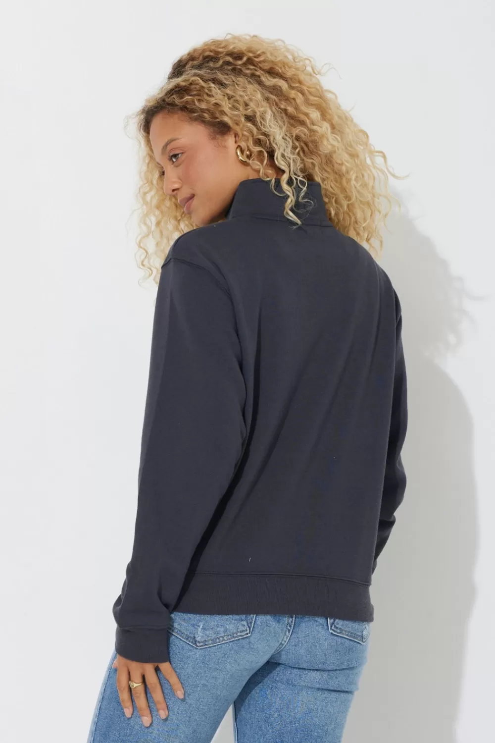 Vintage Havana Black "Vintage University" Quarter Pigment Dyed Zip Sweatshirt
