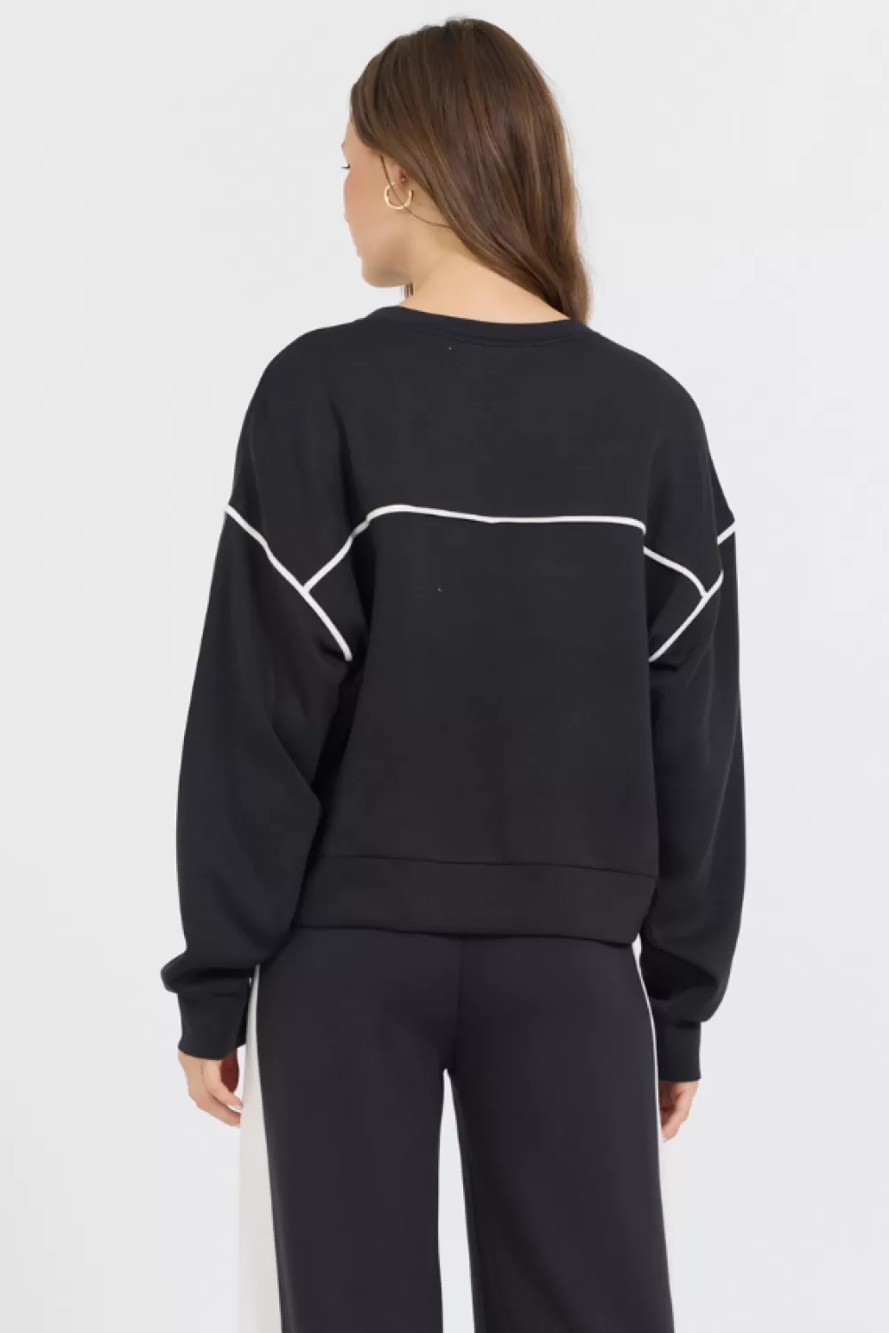 Vintage Havana Black/ White Colorblock Cloud Fleece Crew