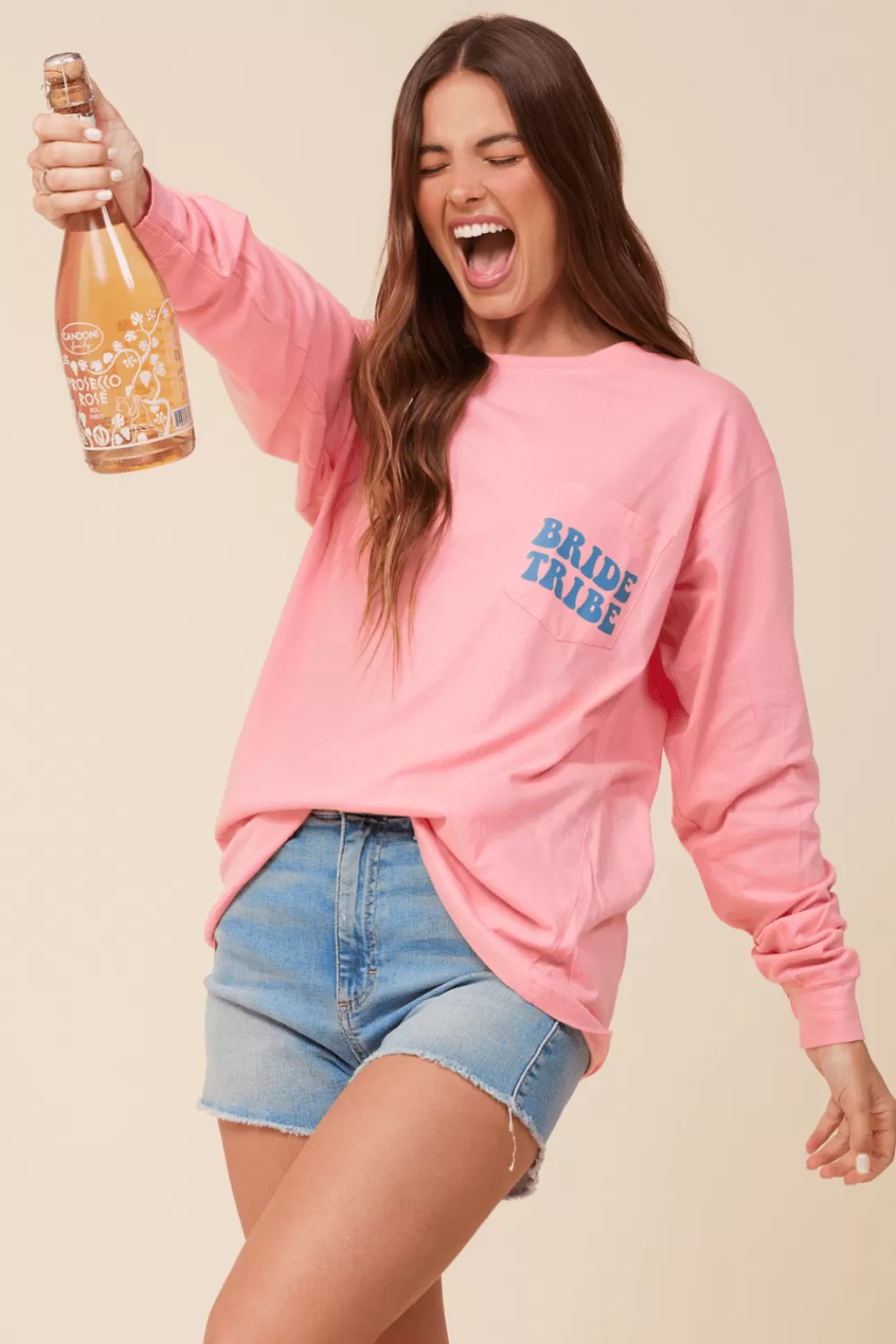 Vintage Havana Bride Tribe Sunset Pink Wash Long Sleeved Pocket Tee