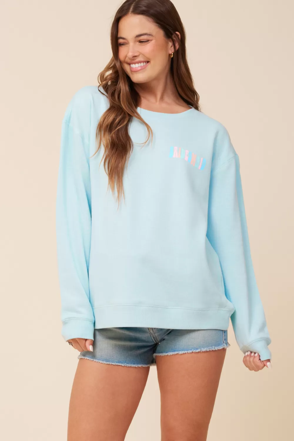Vintage Havana Bridesmaid Sea Blue Surf Wash Crewneck Sweatshirt