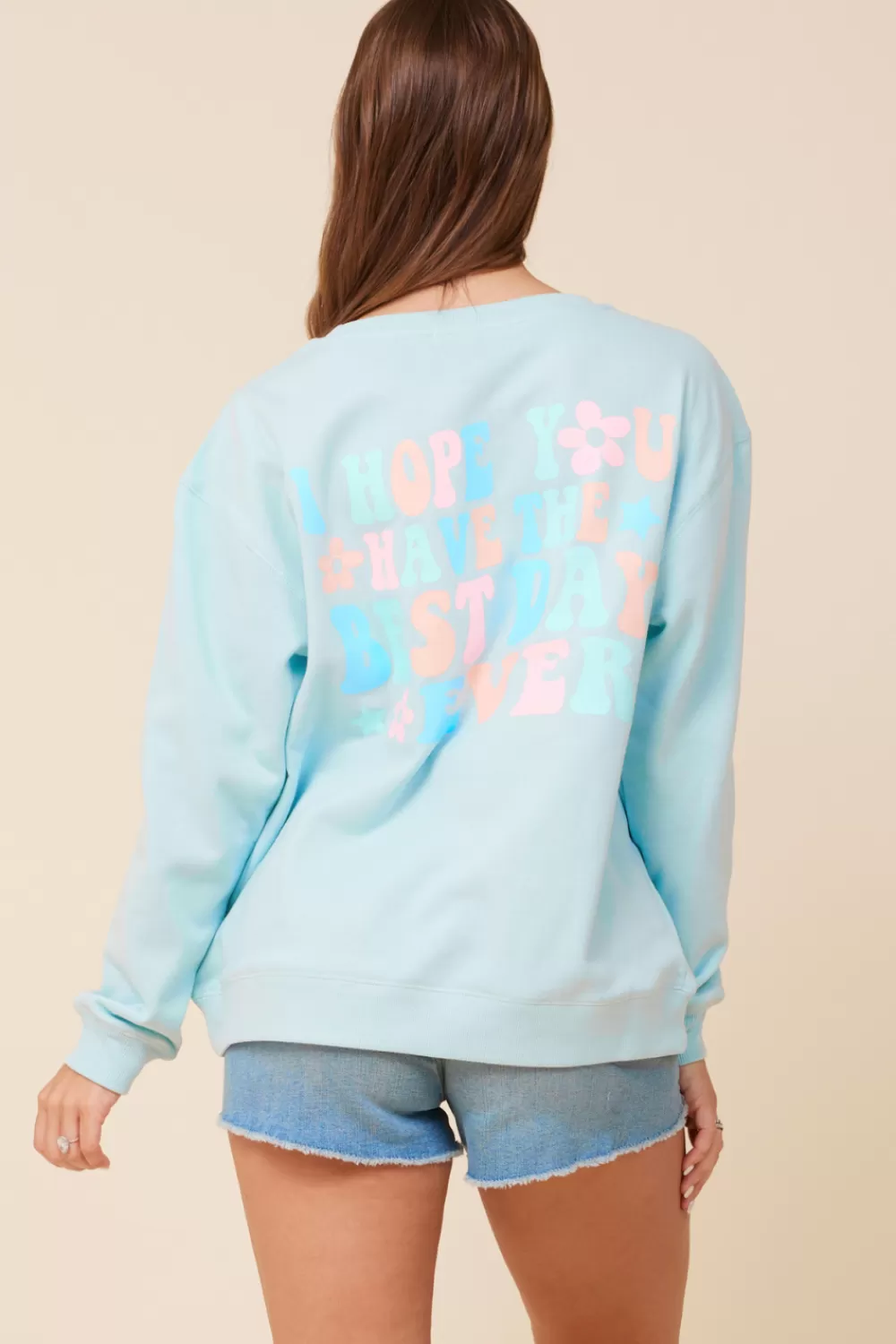 Vintage Havana Bridesmaid Sea Blue Surf Wash Crewneck Sweatshirt