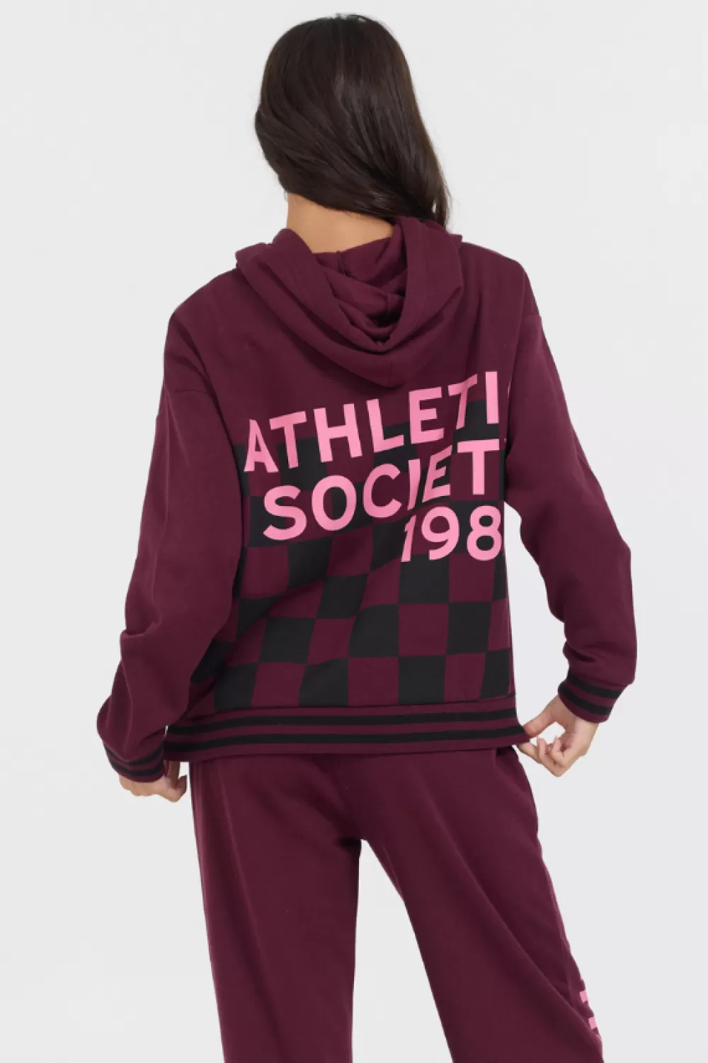 Vintage Havana Cabernet W/ Rose Printed Heavy Surf Wash Hoodie