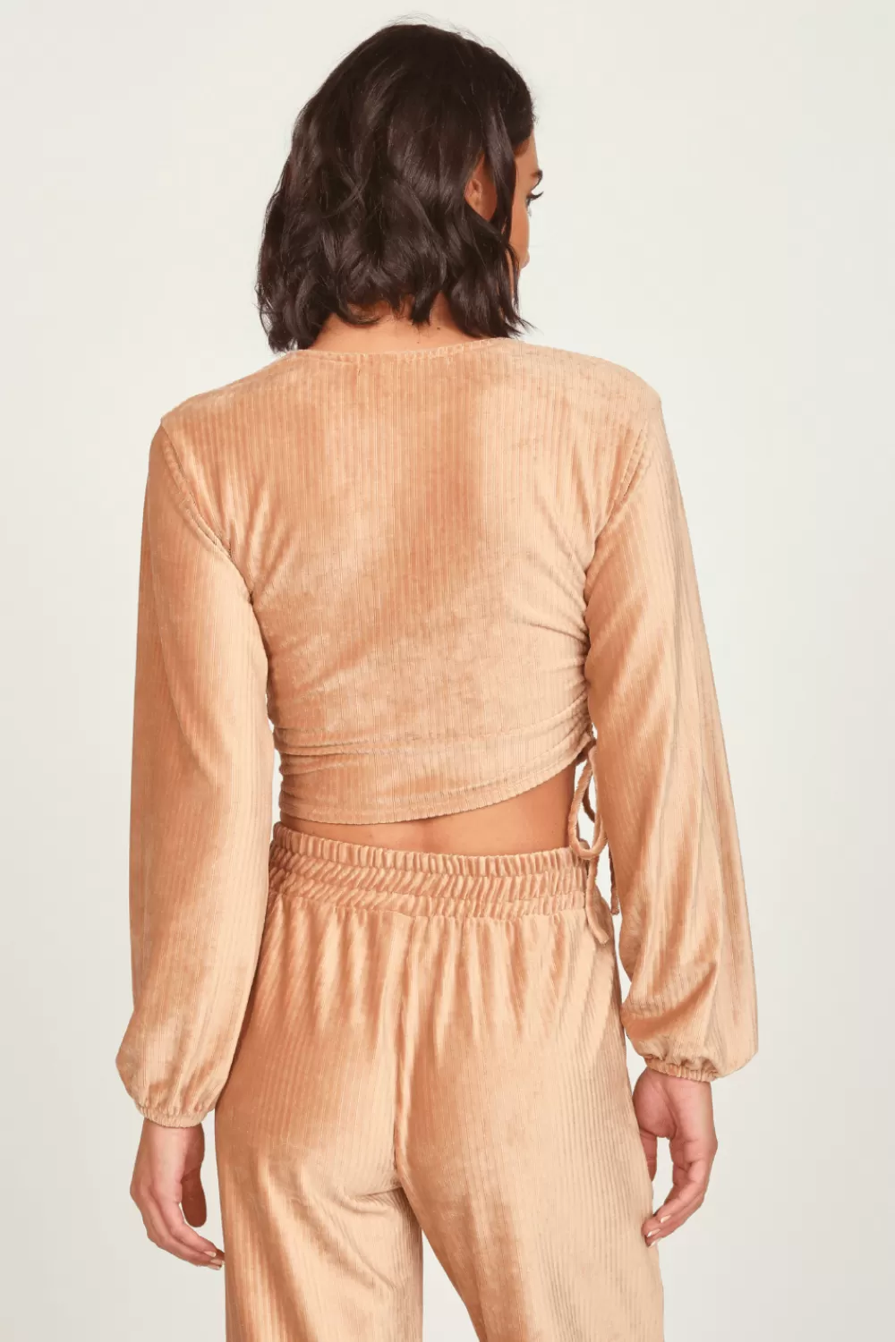 Vintage Havana Camel Velour Surplice Top