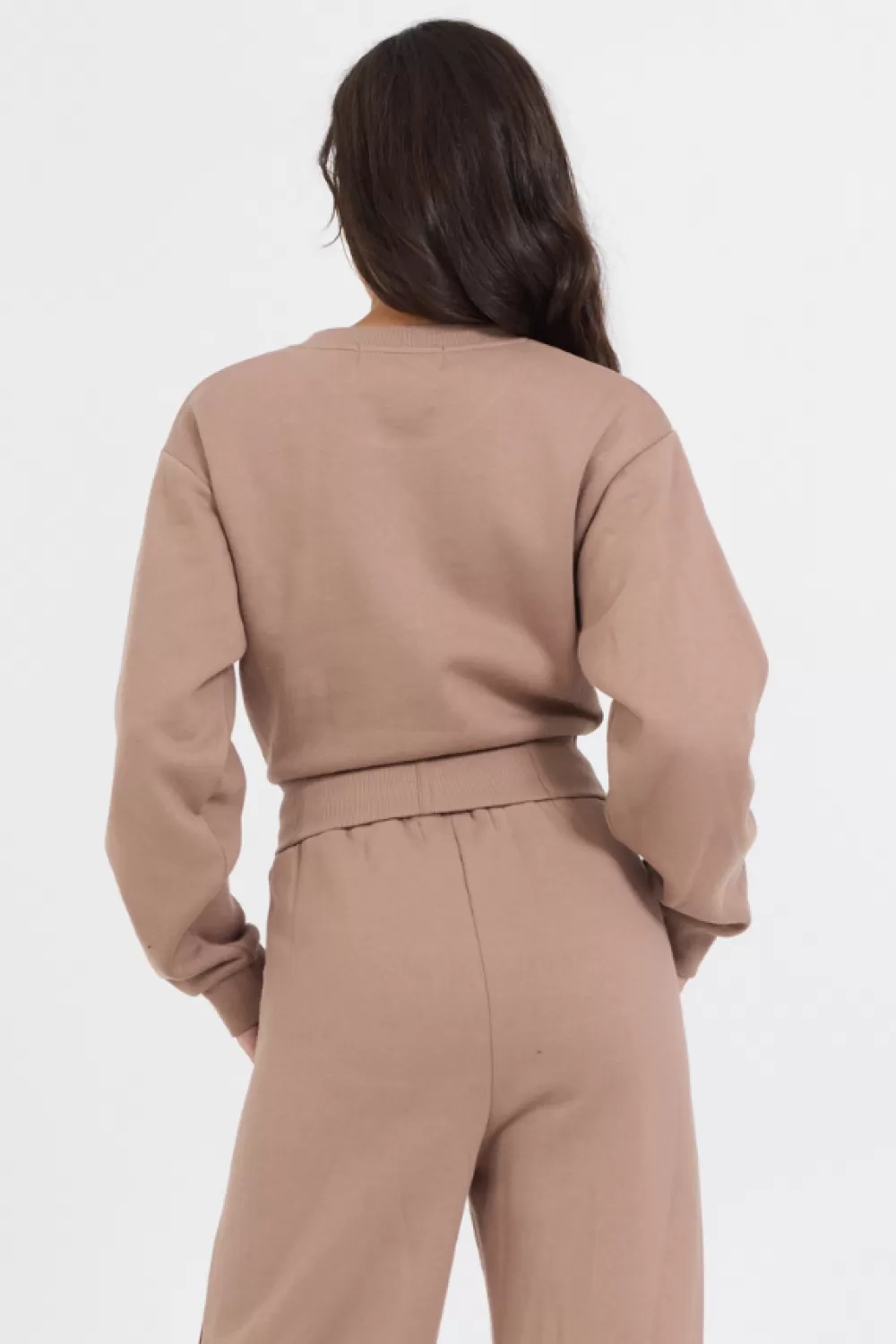 Vintage Havana Caramel Latte Brushed Fleece Corset Crew
