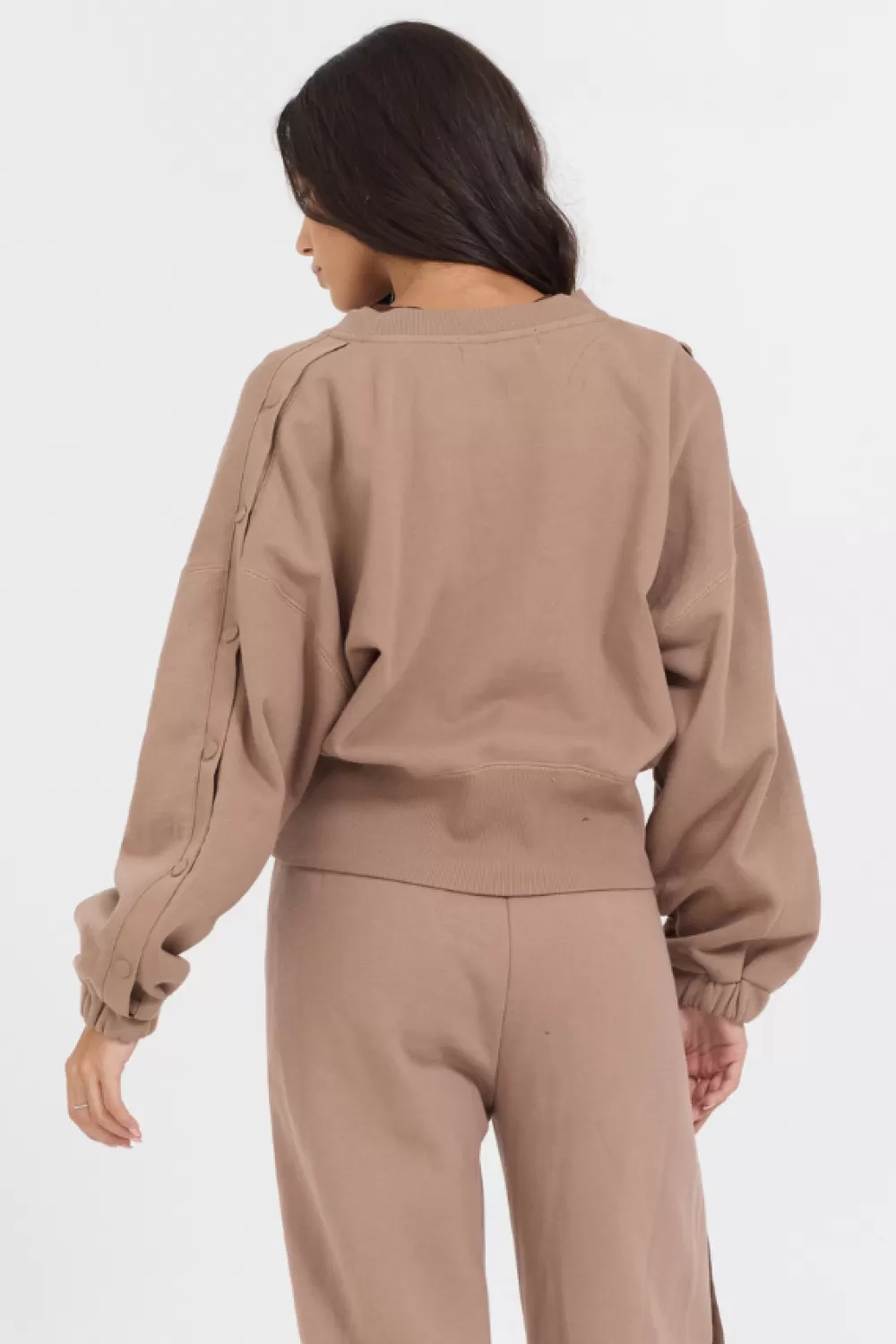 Vintage Havana Caramel Latte Brushed Fleece Zip Up W/ Snap Sleeves