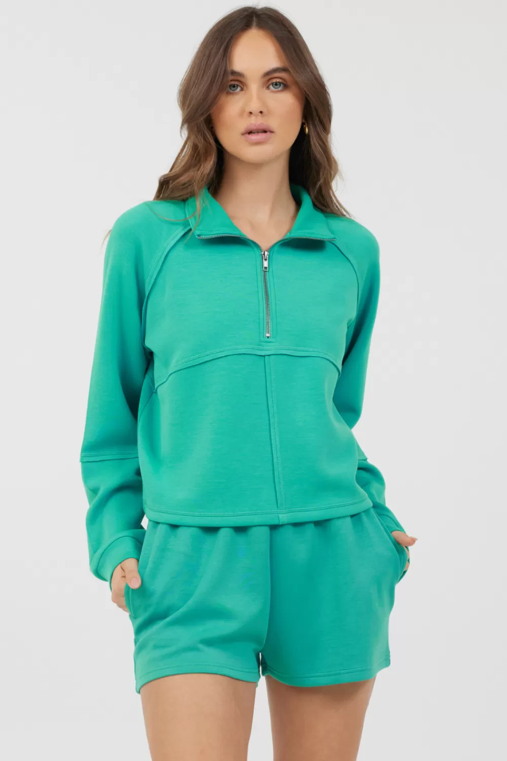 Vintage Havana Caribbean Turquoise Cloud Fleece Quarter Zip