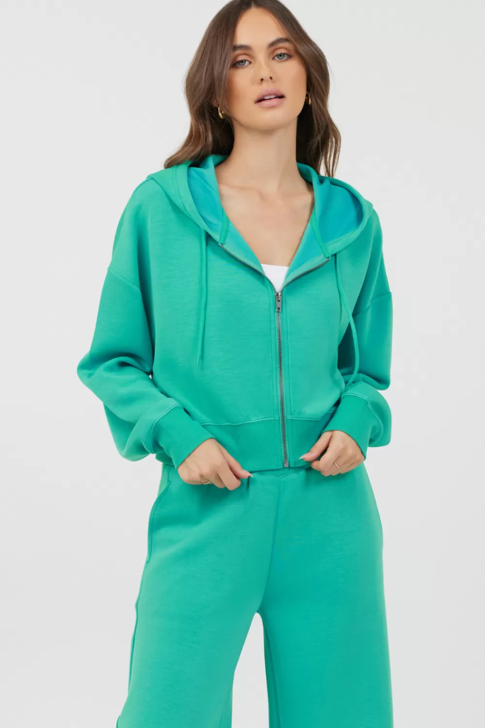 Vintage Havana Caribbean Turquoise Cloud Fleece Zip Up