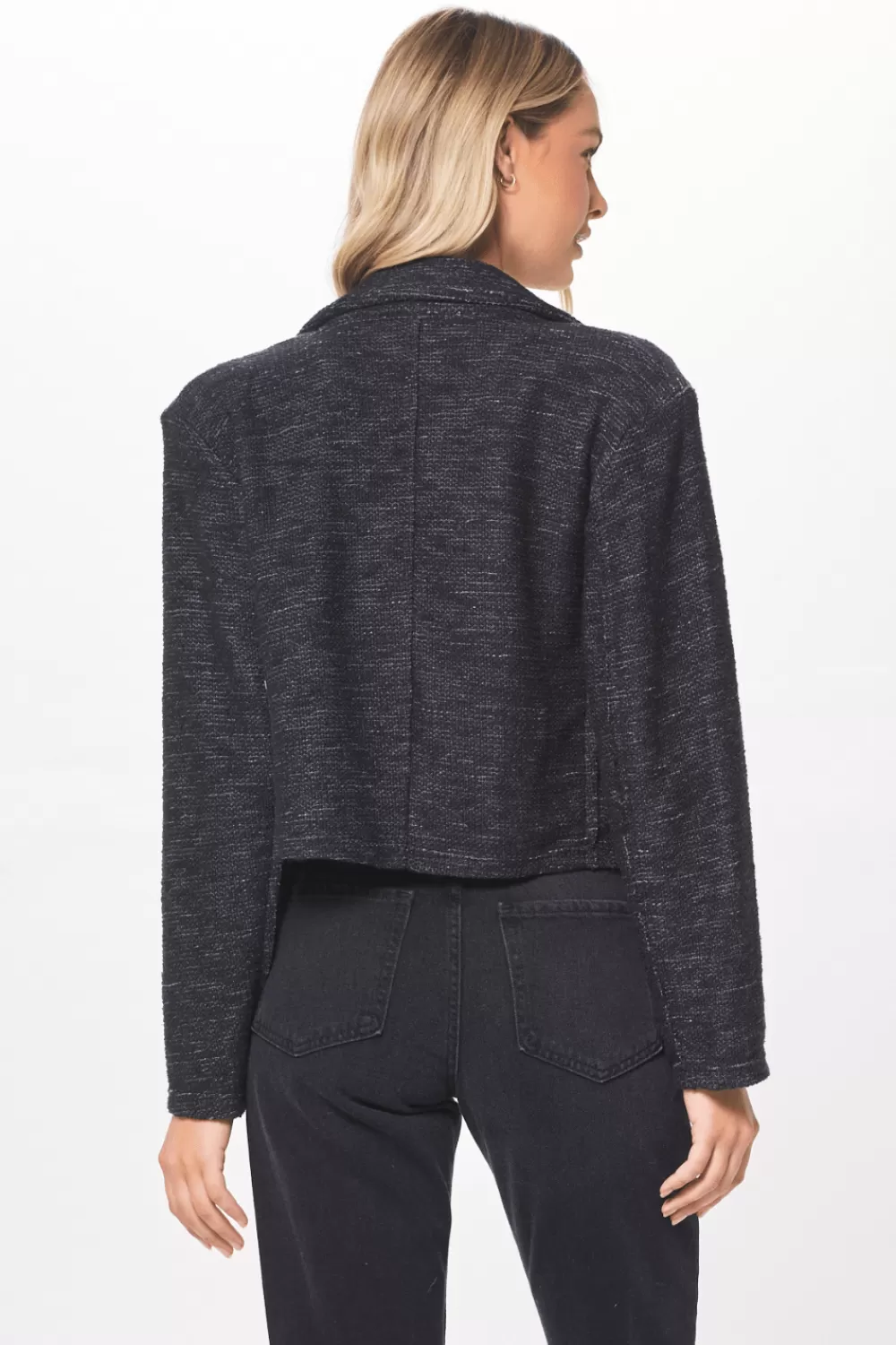 Vintage Havana Charcoal Oversized Textured Knit Blazer