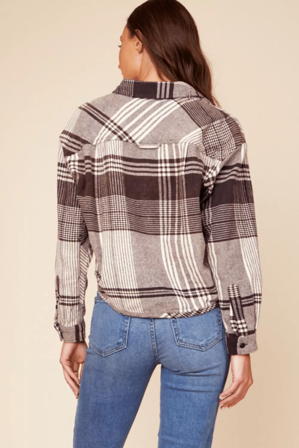 Vintage Havana Chocolate Brown Flannel Plaid Shirting