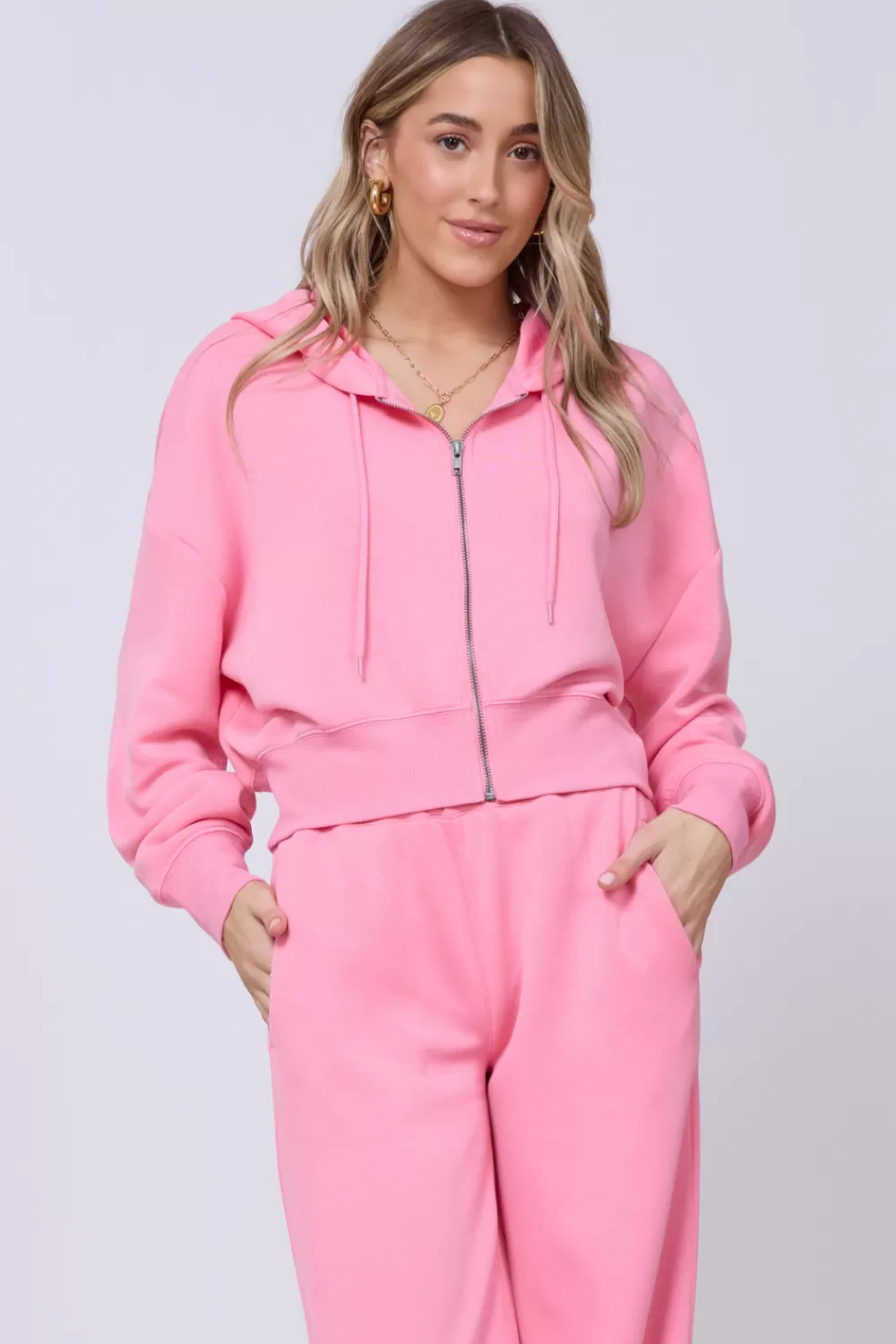 Vintage Havana Coastal Coral Cloud Fleece Zip Up
