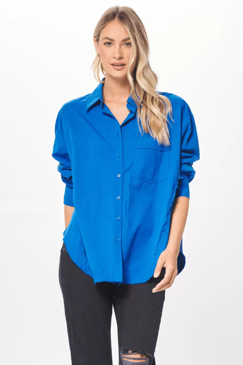 Vintage Havana Cobalt Blue Poplin Button Up Shirting