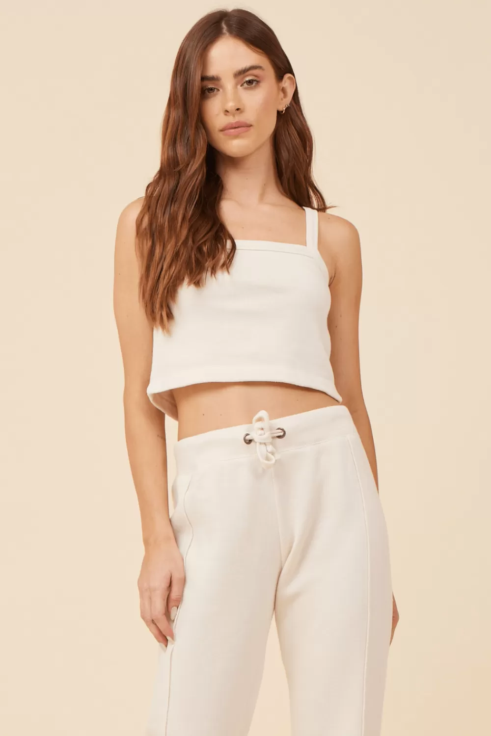 Vintage Havana Coconut White Solid Burnout Fleece Tank