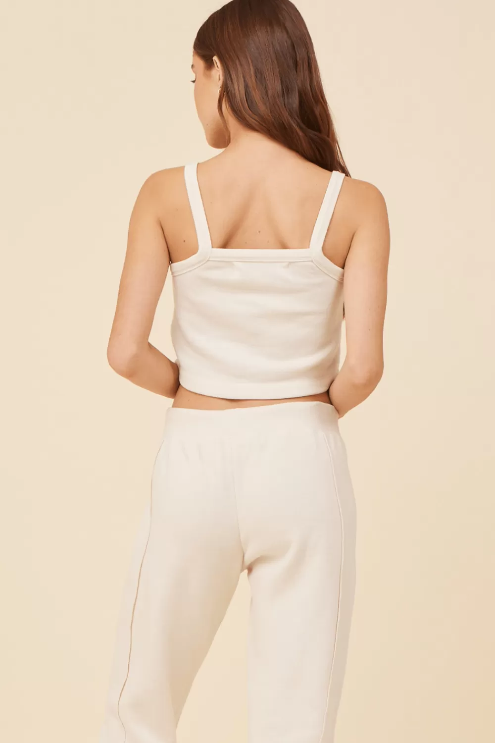 Vintage Havana Coconut White Solid Burnout Fleece Tank