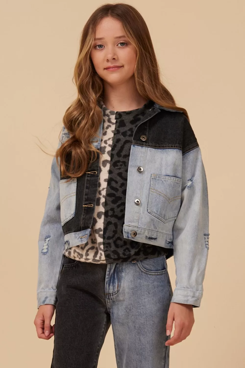 Kids Vintage Havana COLORBLOCKED DENIM JACKET