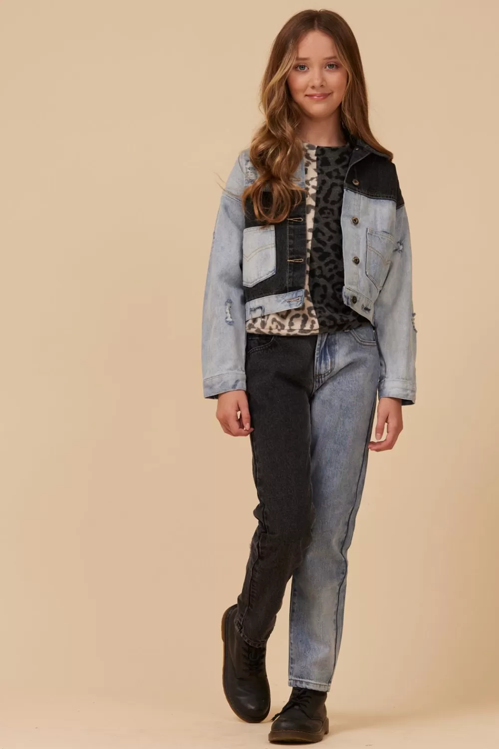 Kids Vintage Havana COLORBLOCKED DENIM JACKET