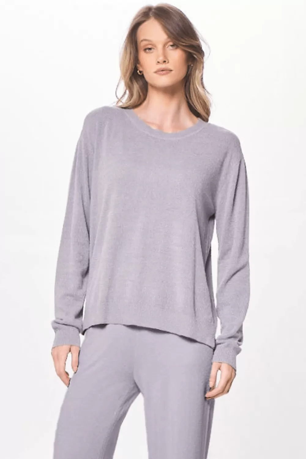 Vintage Havana Cool Grey Plush Knit Crewneck