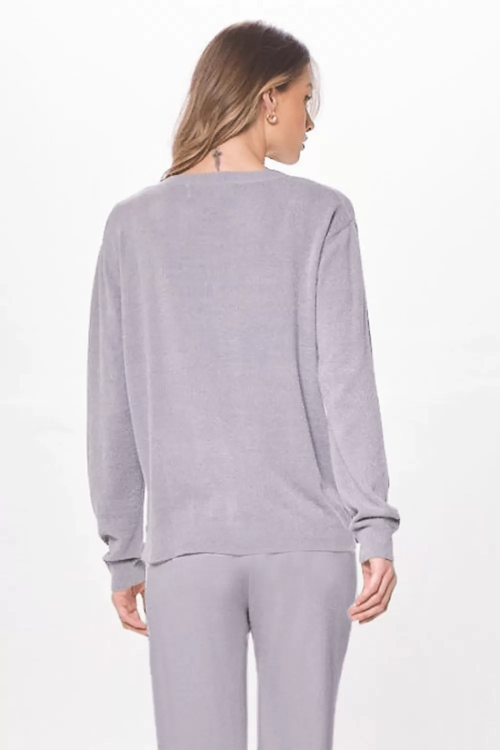 Vintage Havana Cool Grey Plush Knit Crewneck