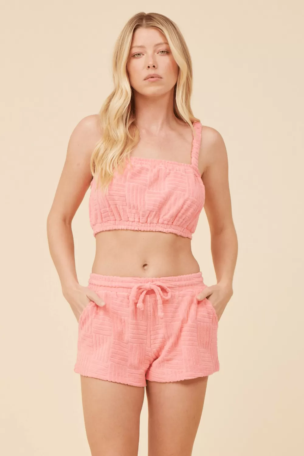Vintage Havana Coral Corded Terry Cropped Tank