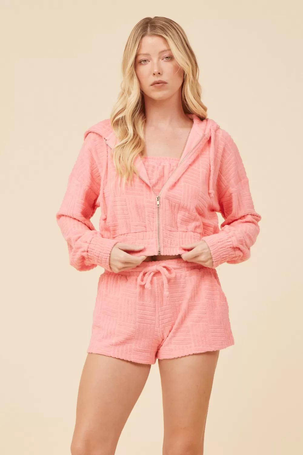 Vintage Havana Coral Corded Terry Zip Up