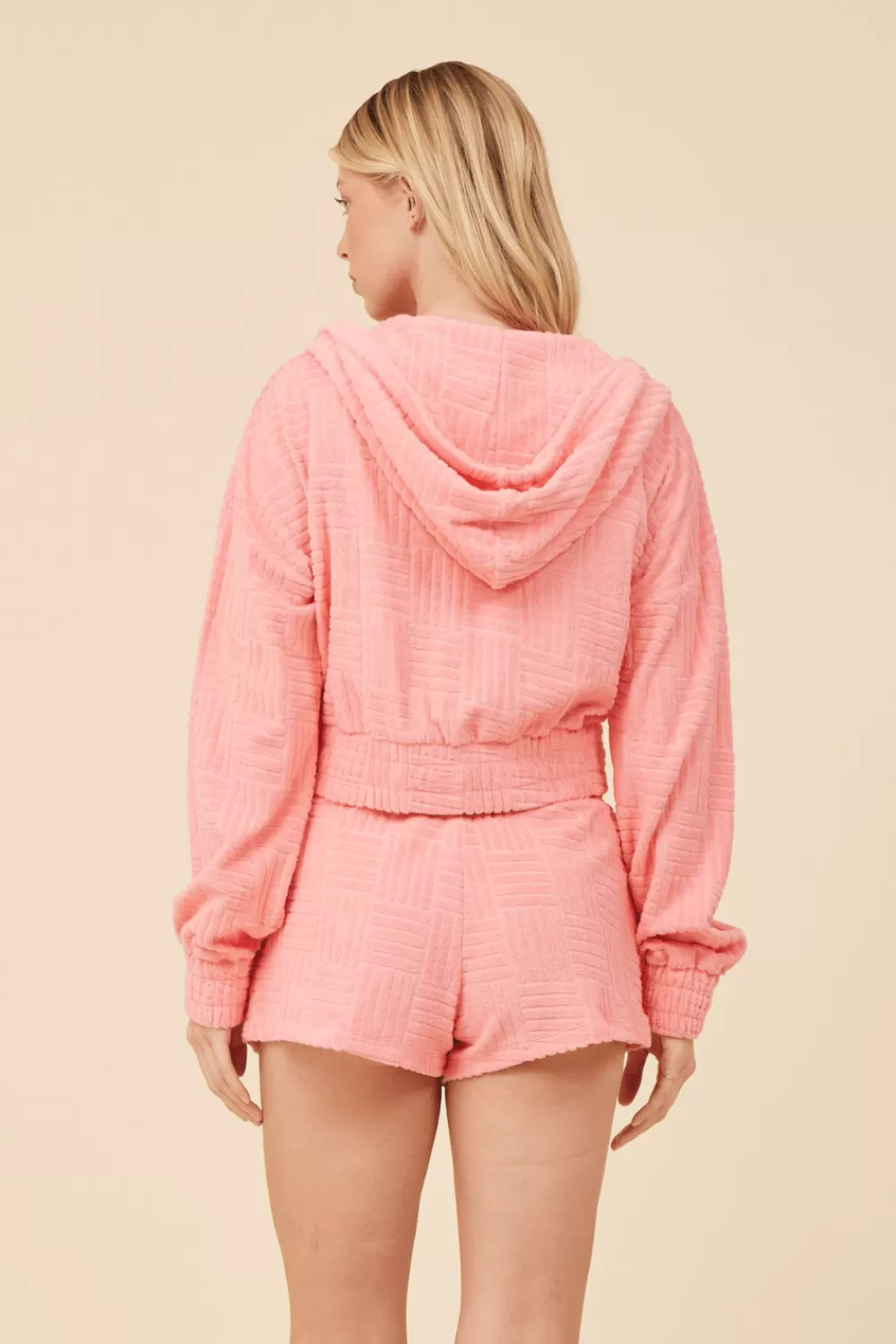 Vintage Havana Coral Corded Terry Zip Up