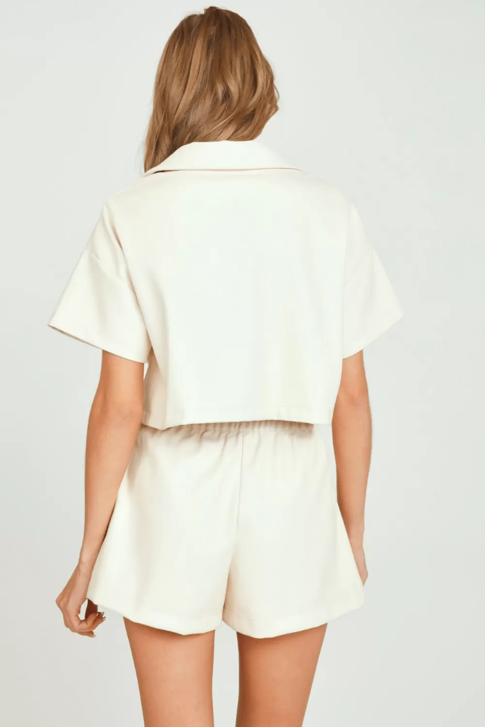 Vintage Havana Cream Faux Leather Camp Shirt