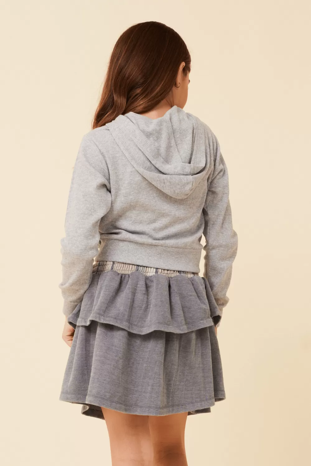 Kids Vintage Havana Crop Zip Up Thermal Hoodie