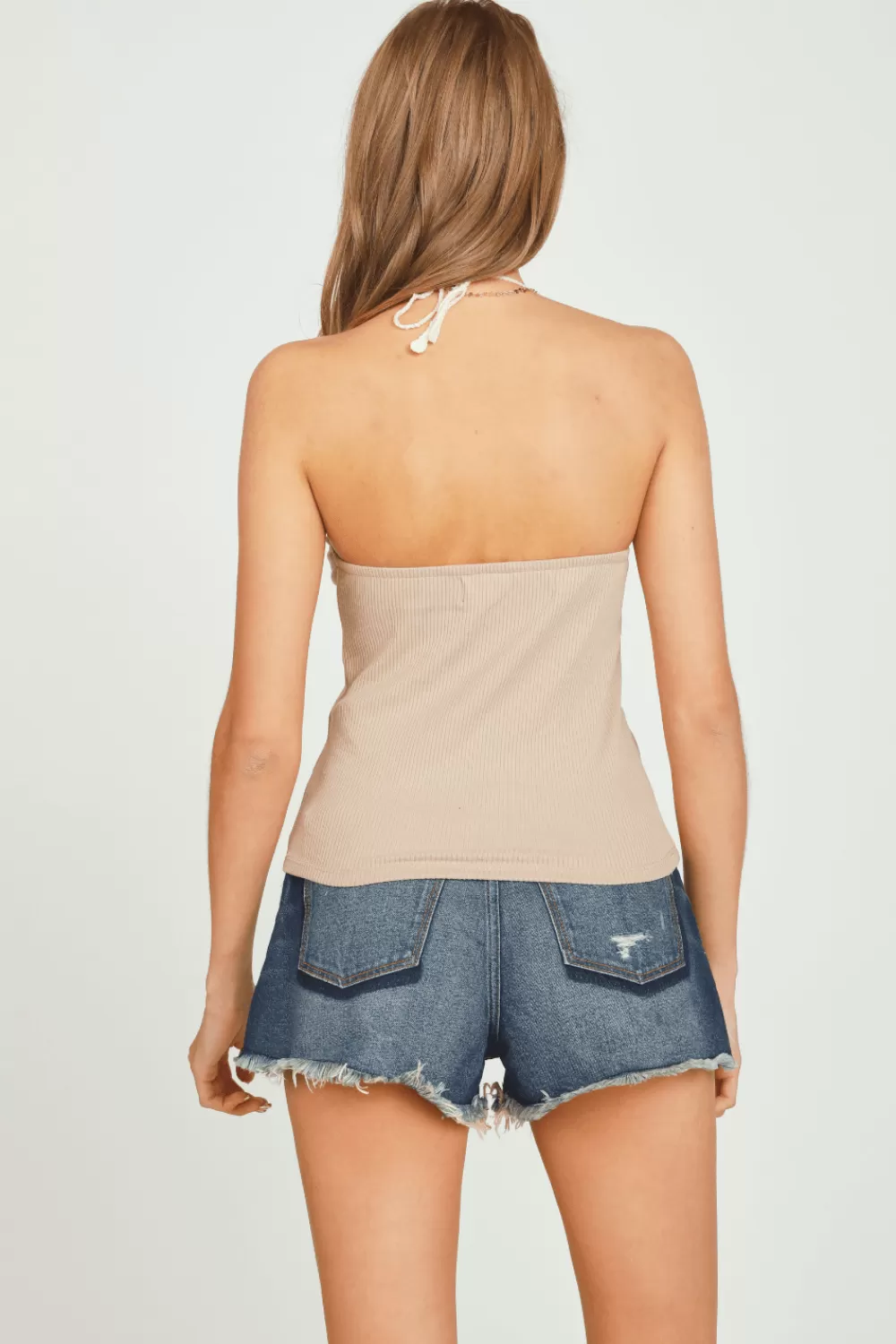 Vintage Havana Cuban Sand Crochet Detail Halter Top