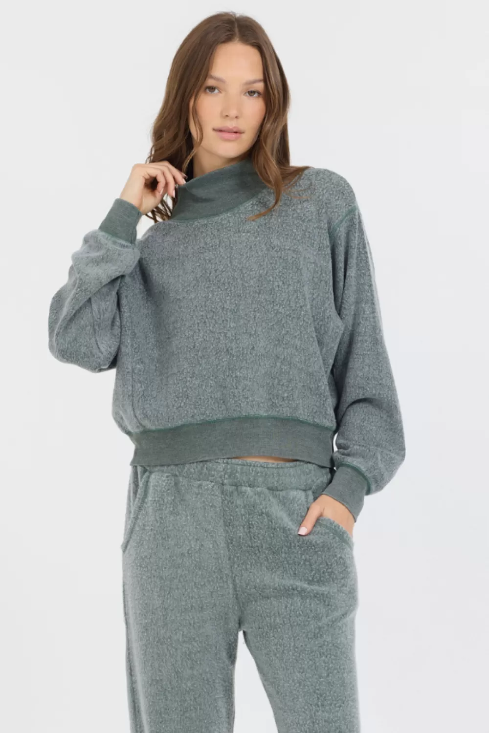 Vintage Havana Dark Forest Reverse Fleece Mock Neck