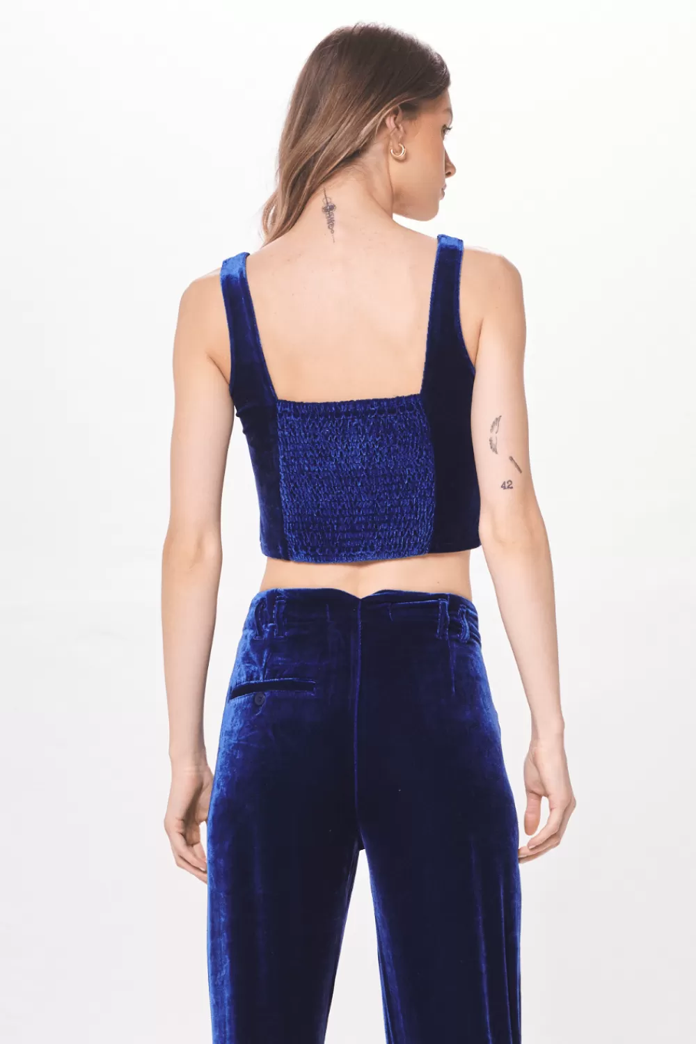 Vintage Havana Deep Blue Velvet Corset Top