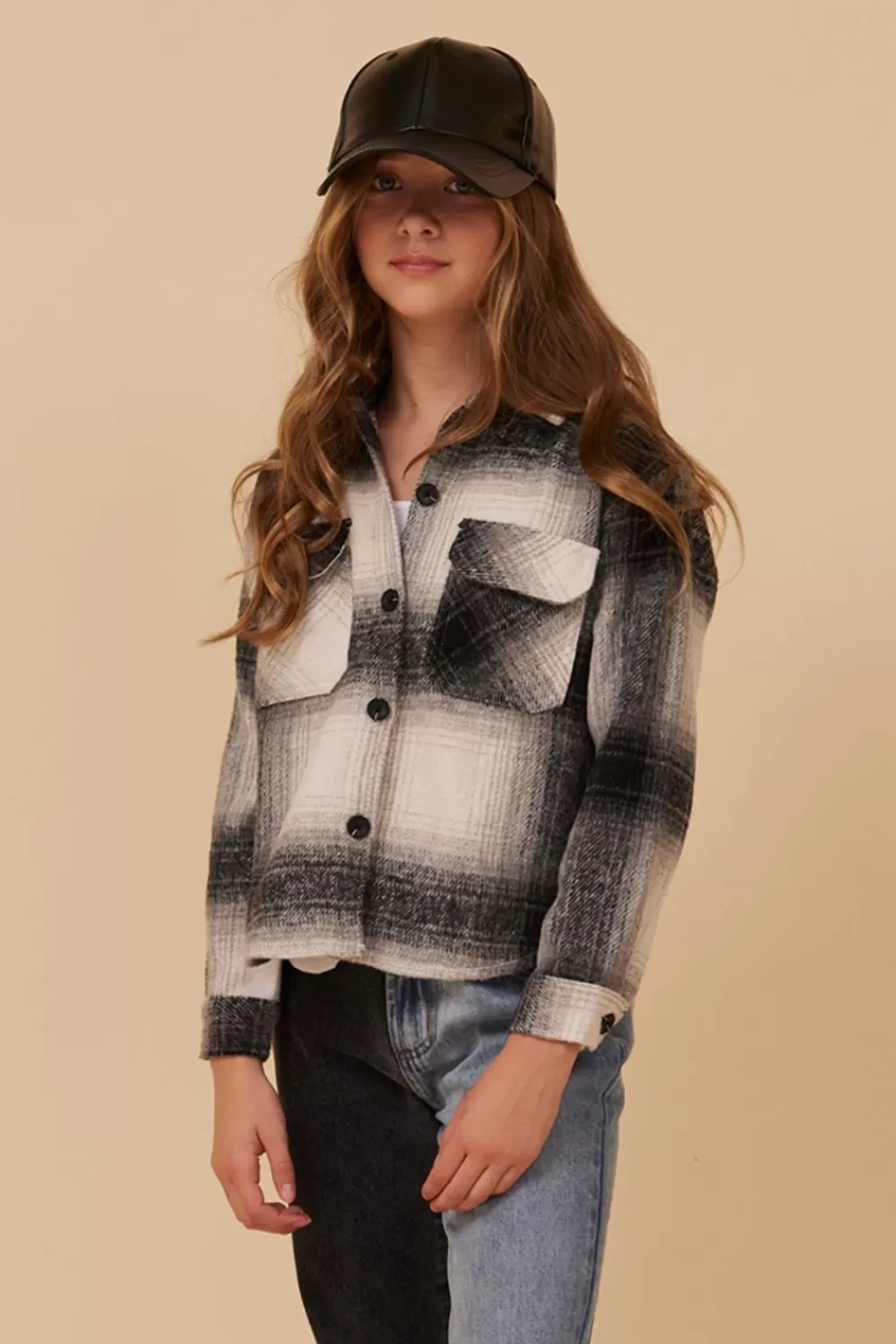 Kids Vintage Havana FLANNEL SHACKET- BLACK