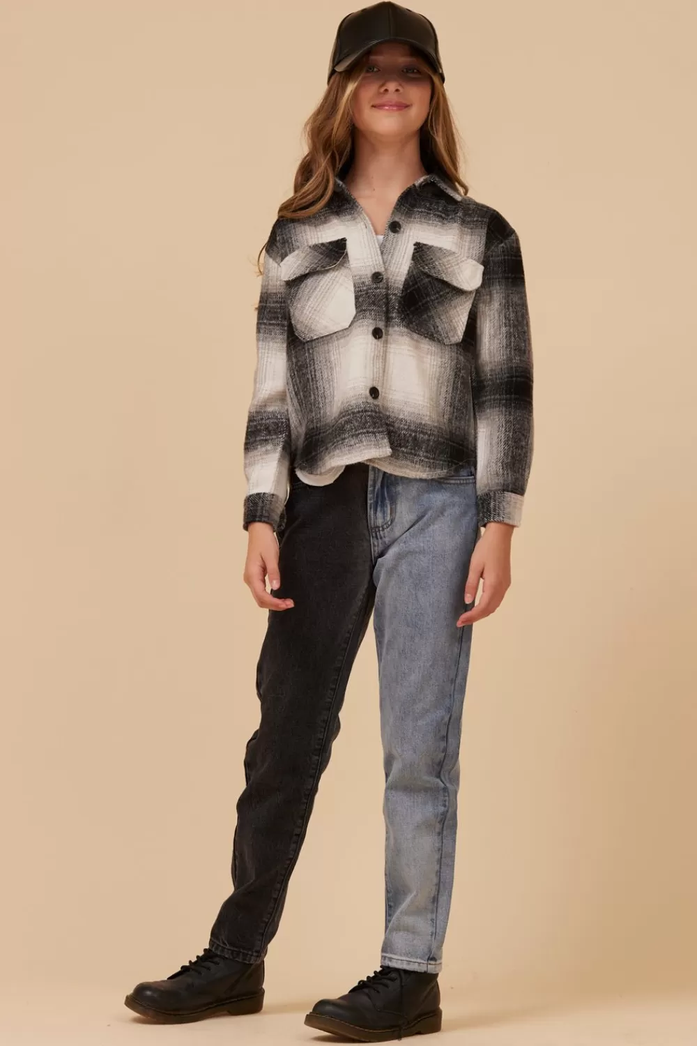 Kids Vintage Havana FLANNEL SHACKET- BLACK