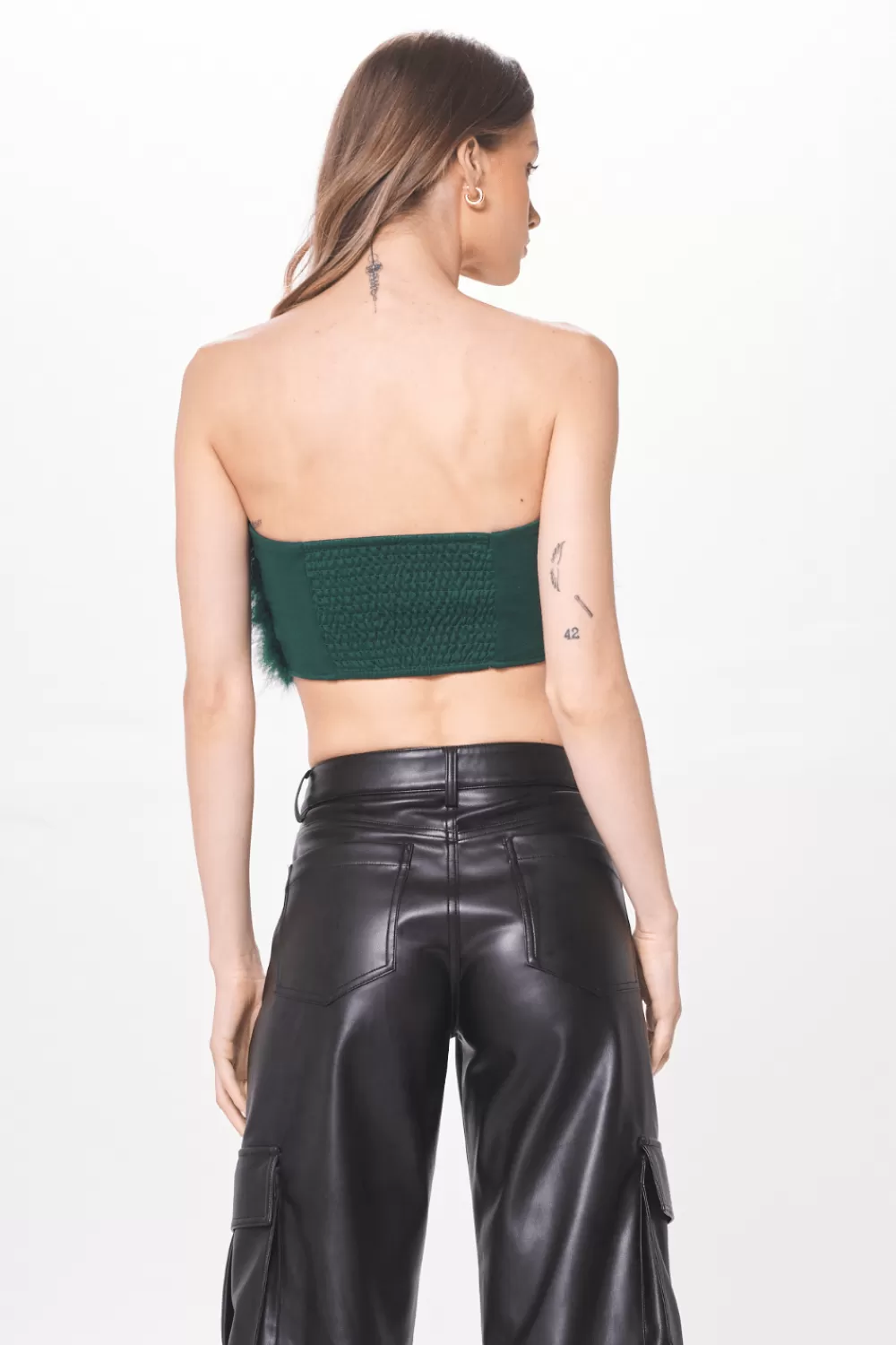 Vintage Havana Green Feather Crop Top