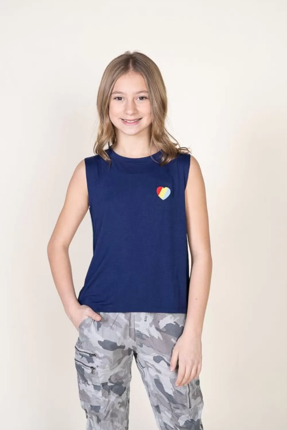 Kids Vintage Havana HEART AND STRIPES TANK