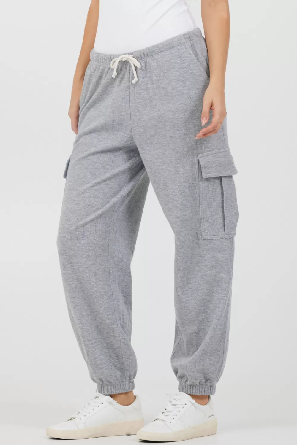 Vintage Havana Heather Grey Bounded Textured Jersey Cargo