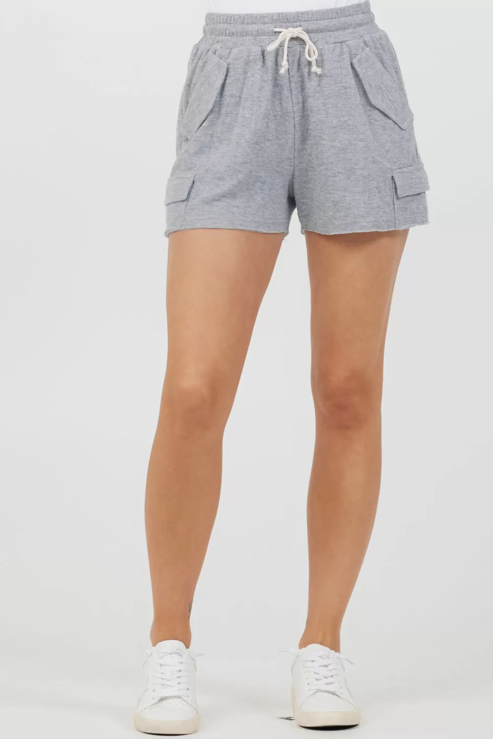 Vintage Havana Heather Grey Bounded Textured Jersey Shorts