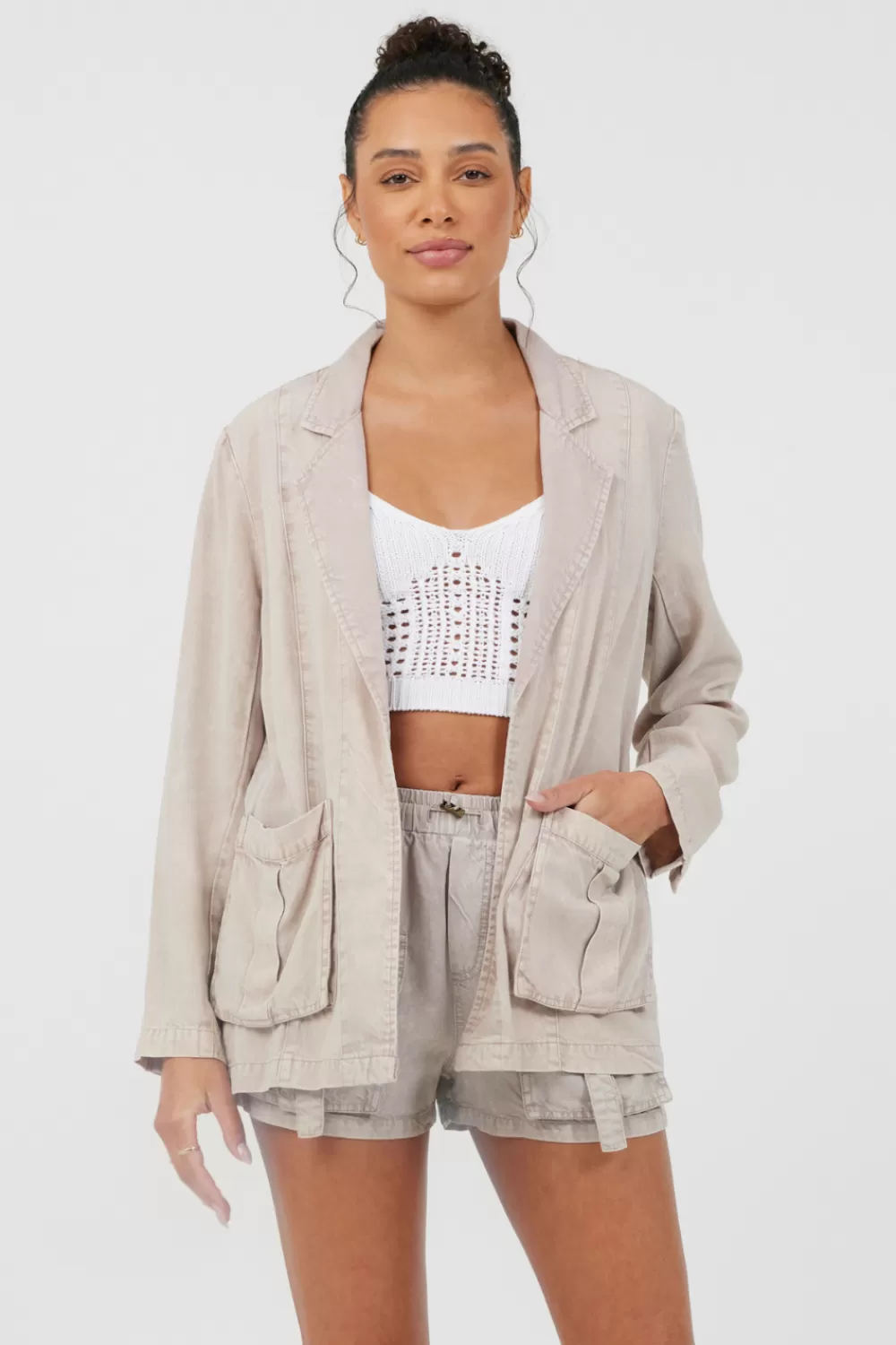 Vintage Havana Khaki Tencel Blazer